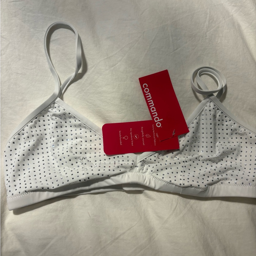 Commando White Rhinestone Triangle Bralette